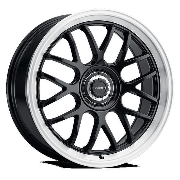 17x8 Vision 478 Alpine Gloss Black Brushed Lip Wheel 5x100/5x115 (38mm)