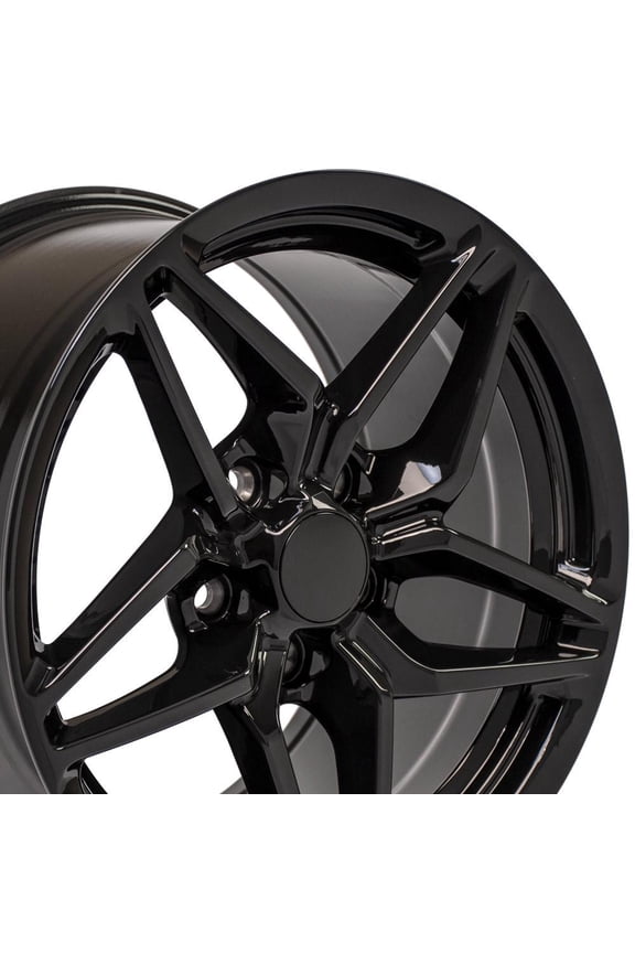 CV31 17 Inch Rim Fits Corvette C7 ZR1 Style 5x120.65 17x9.5 Gloss Black - Hollander 5928 (1)