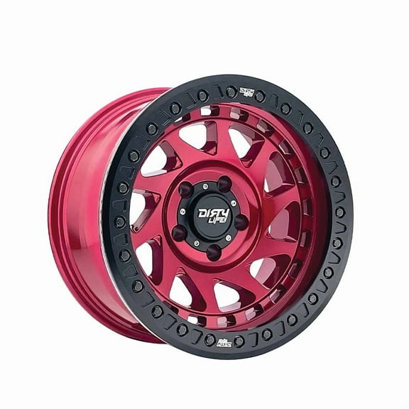17x9 Dirty Life 9313 Enigma Race Crimson Candy Red BEADLOCK Wheel 6x5.5 (-12mm)