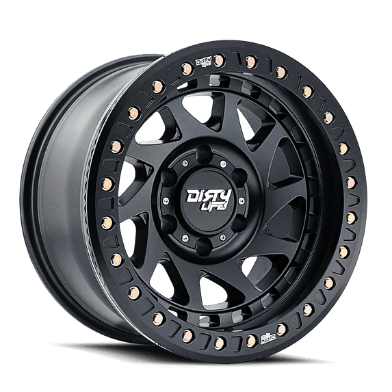 17x9 Dirty Life 9313 Enigma Race Matte Black BEADLOCK Wheel 5x5 (-12mm)