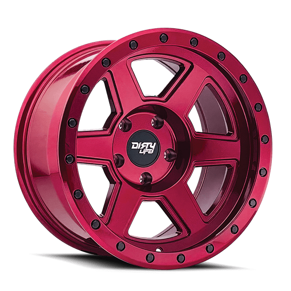 17x9 Dirty Life 9315 Compound Gloss Crimson Candy Red Wheel 6x5.5 (-12mm)