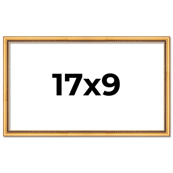 17x9 Frame Beaded Gold Solid Wood Picture Frame | 0.75 Inches Moulding Width | Liscio Oro
