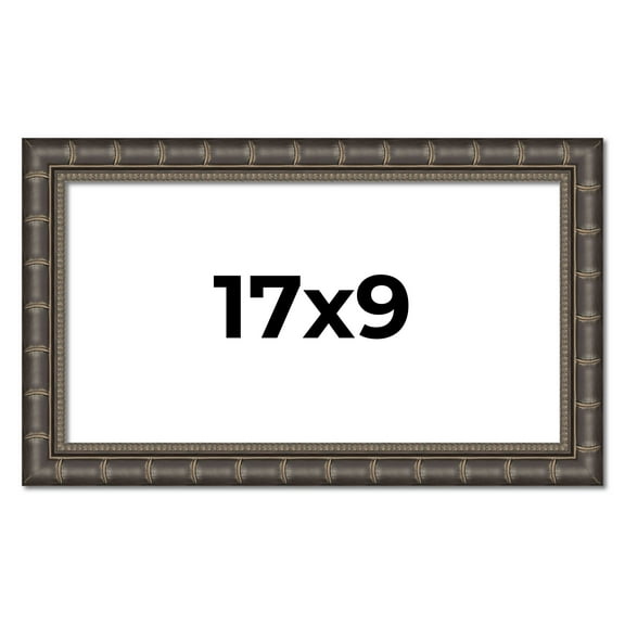 17x9 Frame Black Bamboo Solid Wood Picture Frame Width 1.5 Inches | Interior Frame Depth 0.5 Inches