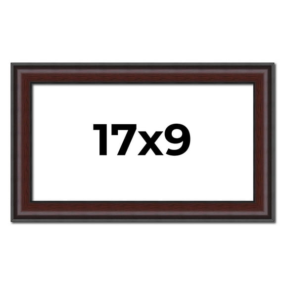 17x9 Frame Brown Round Mahogany Solid Wood Picture Frame | 1.625 Inch Moulding Width | with UV