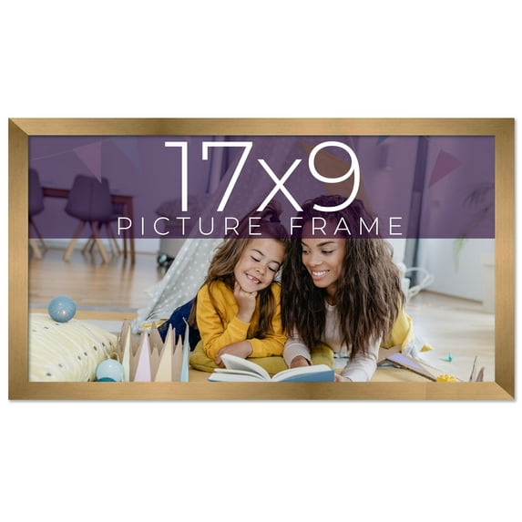 17x9 Frame Gold Bronze Solid Wood Picture Frame Width 0.75 Inches | Interior Frame Depth 0.5 Inches