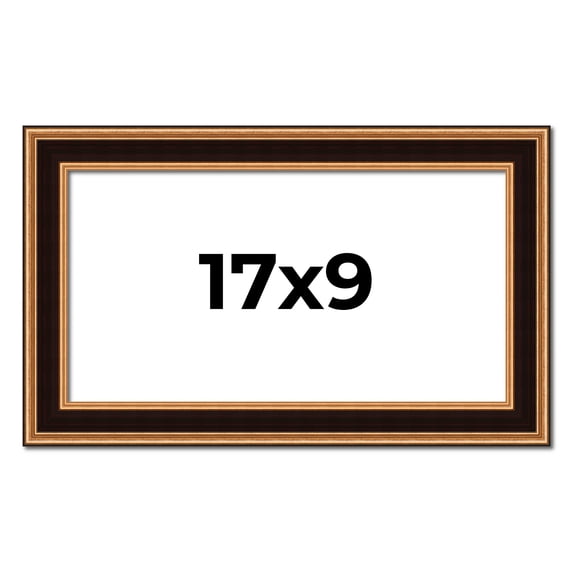 17x9 Frame Gold Brown Plein Air Vintage Solid Wood Picture Frame | 1.75 Inches Moulding Width |