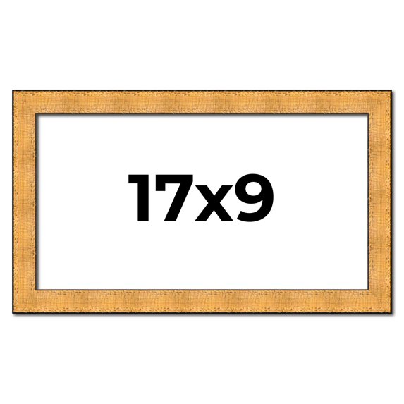 17x9 Frame Gold Rustic Solid Wood Picture Frame | 1.25 Inch Wide Moulding | Rustique Gold