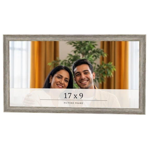 17x9 Frame Grey Solid Wood Picture Frame Width 1 Inches | Interior Frame Depth 0.5 Inches |