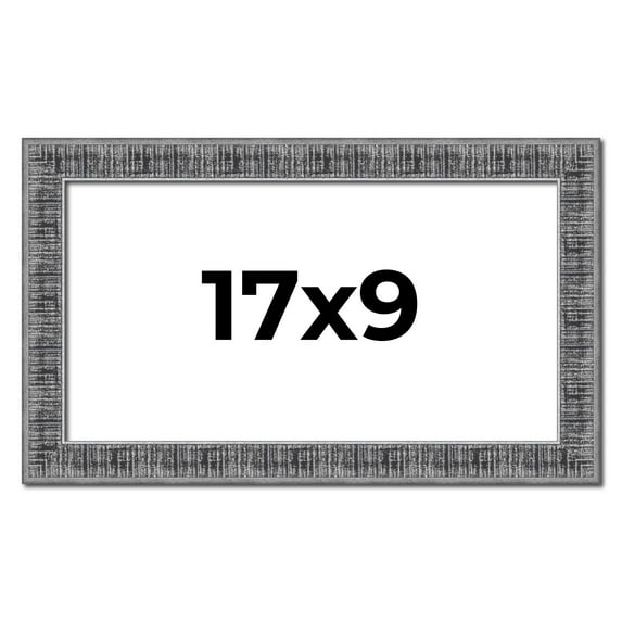 17x9 Frame Silver Black Rustic Sonoma Solid Wood Picture Frame | 1.5 Inch Moulding Width | Complete