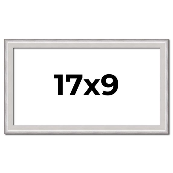 17x9 Frame Silver Inner Slope Bevel Picture Frame | 1 Inch Moulding Width | 0.75 Inch Rabbet Depth