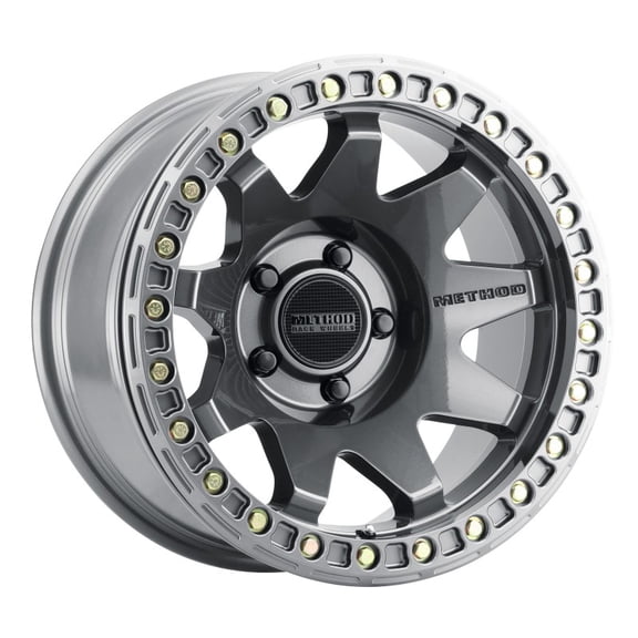 17x9 Method MR108 Gloss Titanium BEADLOCK Wheel 5x5 (-44mm) Fits select: 2015-2019,2021 JEEP WRANGLER UNLIMITED
