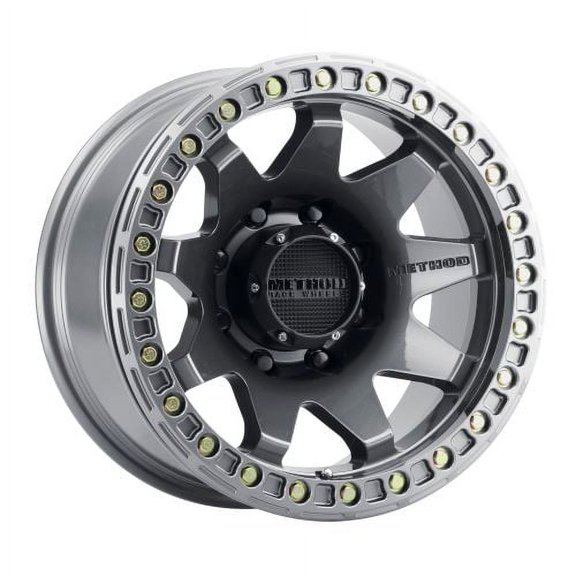 17x9 Method MR108 Gloss Titanium BEADLOCK Wheel 8x6.5 (-44mm) Fits select: 2013-2023 RAM 2500, 2011-2012 DODGE RAM 2500