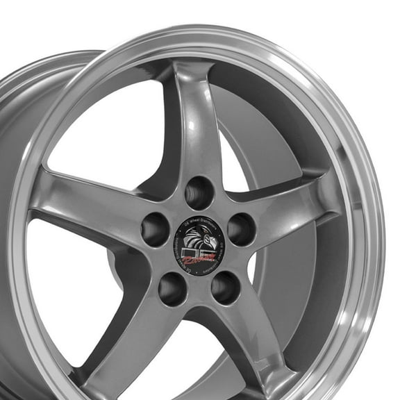OE Wheels FR04B 17 Inch Rim Fits Mustang Cobra R Style 5x114.3 17x9 Gloss Gunmetal Machined Lip (1)