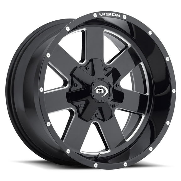 17" Vision Off-Road 411 Arc Gloss Black Milled Spoke Wheel 17x9 6x5.5 Rim 12mm