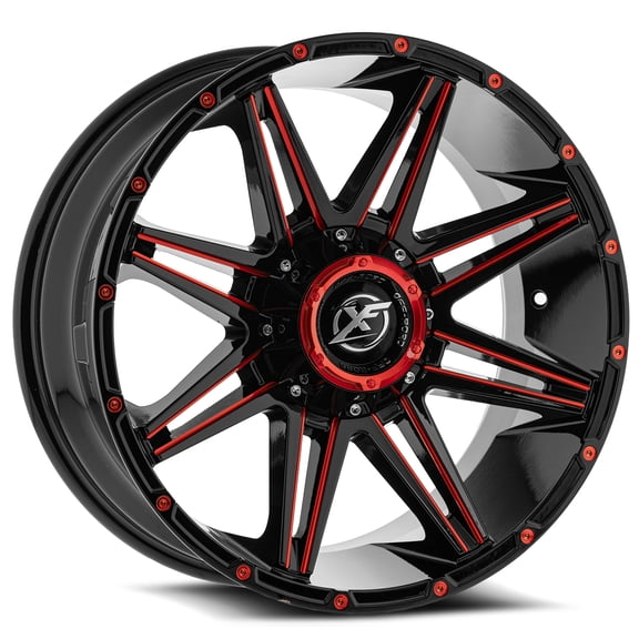 17x9 XF Off-Road XF-220 Gloss Black & Red Milled Wheel 6X135/6x5.5 (0mm)
