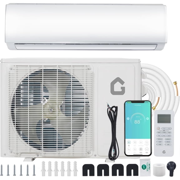 18,000 BTU Ductless Mini Split Air Conditioner & Heat Pump, 23 SEER2 Inverter, Smart WiFi/Alexa, Cools/Heats Up to 1,500 Sq.ft, 16ft Install Kit, Wall-Mount AC System, Quiet Operation,