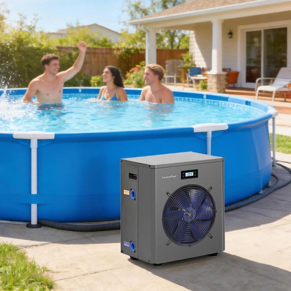 18,000 BTU Swimming Pool Heater, Electric Pool Heat Pump for Above Ground and Spa Pools Heating and Cooling Smart WiFi Control Pools Up to,5500 Gallons