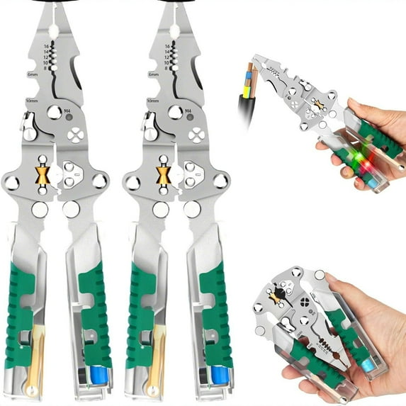 18 In 1 Foldable Ｗire Stripper, 2026 New Wire Strippers with Voltage Detector, Multifunctional Wire Stripping Pliers for Cutting And Pulling Wires Cable, Cable Cutters with Plier, Crimper
