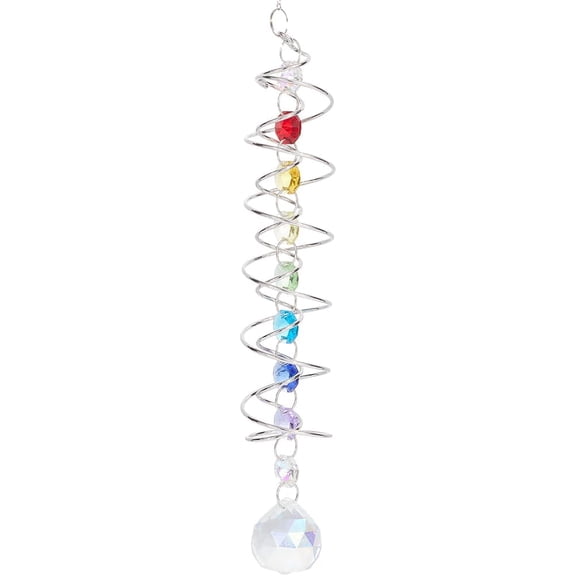 18.1 Inch Suncatcher Wind Spinner Gazing Ball Spiral Tail Sun Catchers Rainbow Maker Glass Pendant Window Hanging Ornaments