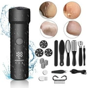 18 in 1 Rechargeable Portable Electric Foot File Pedicure Kit, Electric Callus Remover for Feet, Waterproof Professional Pedicure Tools, Smart LED Light for Dead Skin Ideal Gift, Black