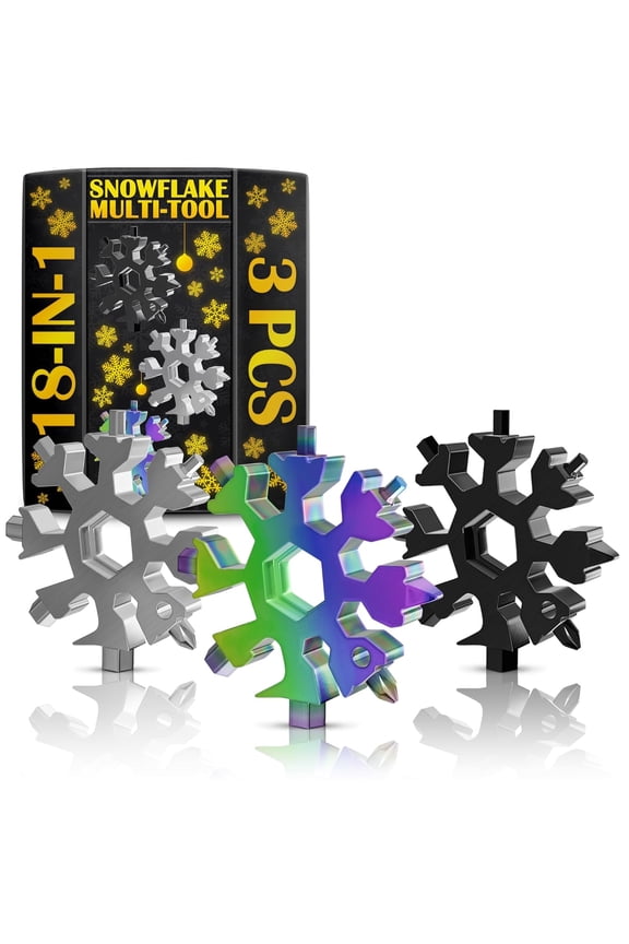 18 in 1 Snowflake Multi Tool Set of 3  Compact and Portable Stainless Steel Snowflake Multitool Keychain Screwdriver | Keychain Bottle Opener for Men | Universal Use for Travel, Home and Work