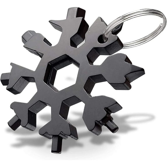 18 in 1 Snowflake Multitool for Men, Small Stainless Steel All in One Screwdriver as Bottle Opener, Screwdriver, Wrench, Box Cutter, Mini Keychain Gadgets for Camping, Survival