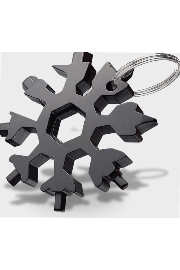 18 in 1 Snowflake Multitool for Men, Small Stainless Steel All in One Screwdriver as Bottle Opener, Screwdriver, Wrench, Box Cutter, Mini Keychain Gadgets for Camping, Survival