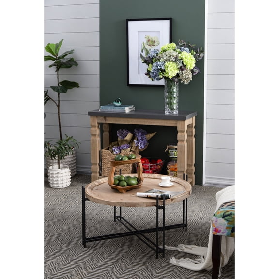 18.1" Tall, Black+Brown Table - Wood Surface - Home Decor Spot - Contemporary Look