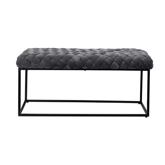 18.1 x 17.3 x 39.4 in. Gray & Black Upholstered Upholstery Entryway Bench