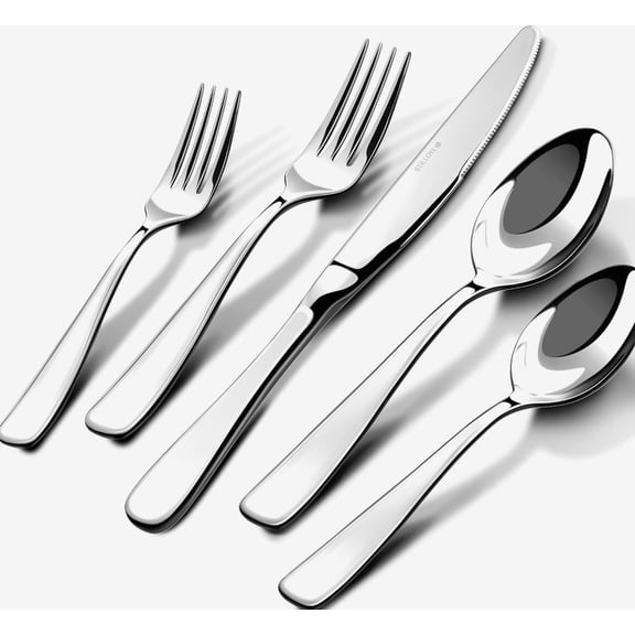18/10 Silverware Set for 8 with Stainless Steel Flatware Set 40 Piece, Silver