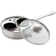 18/10 Stainless Steel 2 Cup Egg Poacher, Non Stick Easy Use Kitchenware Rust Resistant Stove Top Breakfast Brunch Cooking Pan