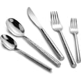 thumbnail image 1 of 18/10 Stainless Steel Flatware Set Hand Forged Silverware Set Cutlery Set Round Hammered Handle Mirror Finished Heavy Duty 20 Pieces Service for 4, 1 of 2