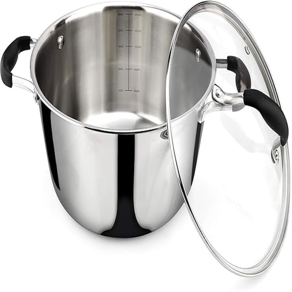 18/10 Tri-Ply Stainless Steel Dutch Oven, Chefs Pan with Glass Lid, Induction Compatible, Multipurpose Stock Pot, 5 Quart