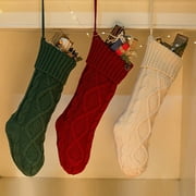 18.11'' Christmas Stockings, Personalized Cozy Cable Knit Hanging Stocking Christmas Gift Bag for Indoor Christmas Decor (Green, White, Red)