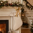 thumbnail image 1 of 18.11 Inch Farmhouse Gingham Christmas Stocking, Ruffled Cuff Plaid Xmas Stocking with Velvet Bow, Large Hanging Fireplace Stocking for Holiday Decor & Gift Storage, 1 of 7