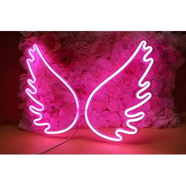 18.11"x13.39" Angel wing pink Neon Light Sign LED Night Lights USB Operated Decorative Marquee Sign Bar Pub Store Club Garage Home Party Decor