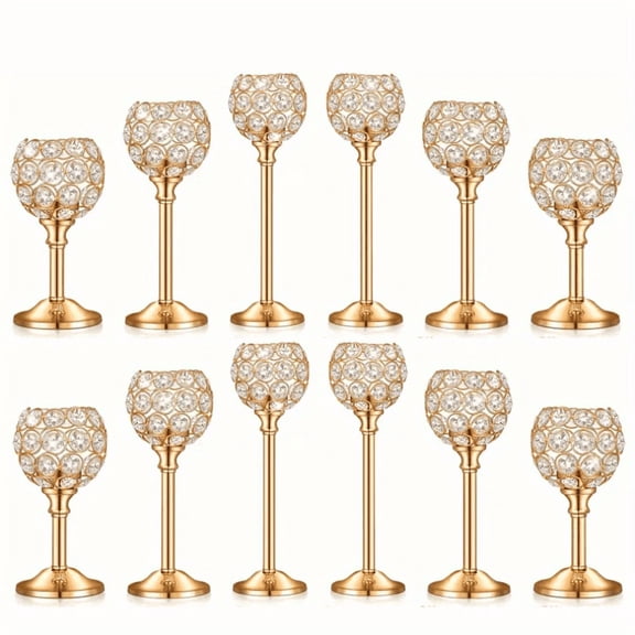 18/12/6pcs European Style Mini Crystal Candlesticks, Creative Metal Ornaments, Wedding Hotel Home Candlelight Dinner Props, Decoration Accessories