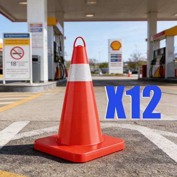 18" 12 Pack High-Visibility Orange PVC Traffic Cones, Safety Cones with Reflective Collars and Weighted Base, Portable Parking Lot Cone Construction Cones for Highway Work and Traffic Safety