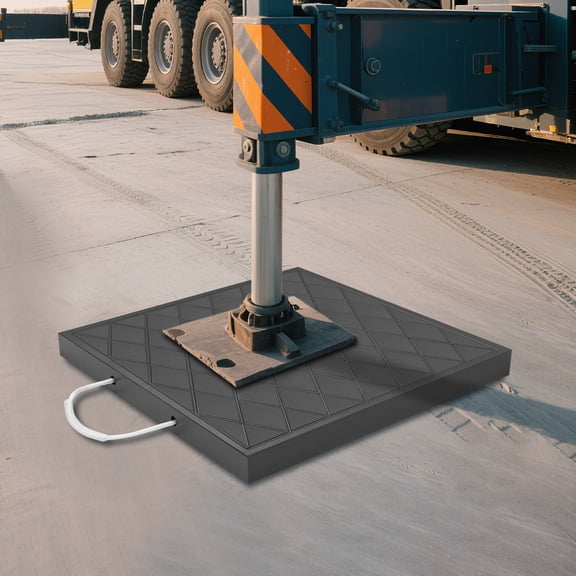18*18*1.5in Black Square Crane Outrigger Pad with Handle, Stabilizing Block for Truck/Trailer/Crane/RV