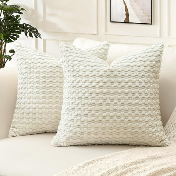 18×18 Inch Decorative Throw Pillow Cover Set, Soft Corduroy Fabric, Textured Solid Design, Comfortable Accent for Sofa Couch or Bed, Hidden Zipper Closure, 2 Pack