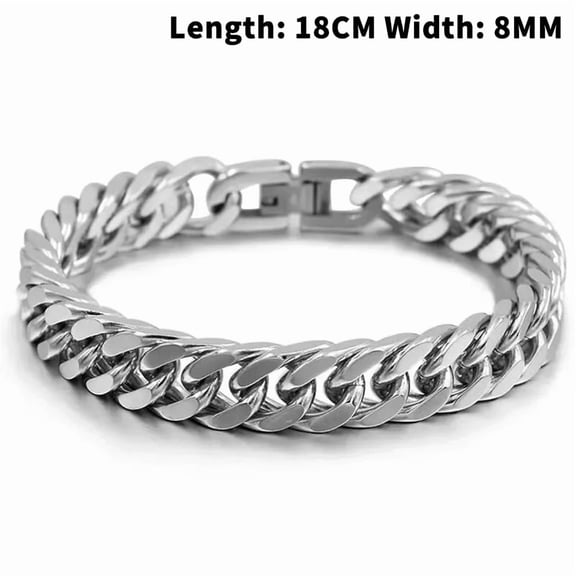 18/19/20/21MM Width Stainless Steel Cuban Chain Bracelets For Men Silver Color Fashion Hip Hop Male Boy