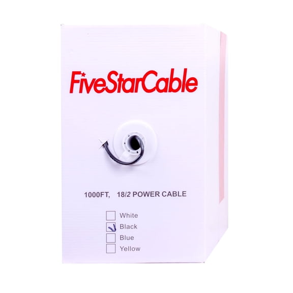Five Star 18-2 Low-Voltage Electrical Wire 18 AWG 2-Conductor Stranded Black PVC 1000 ft