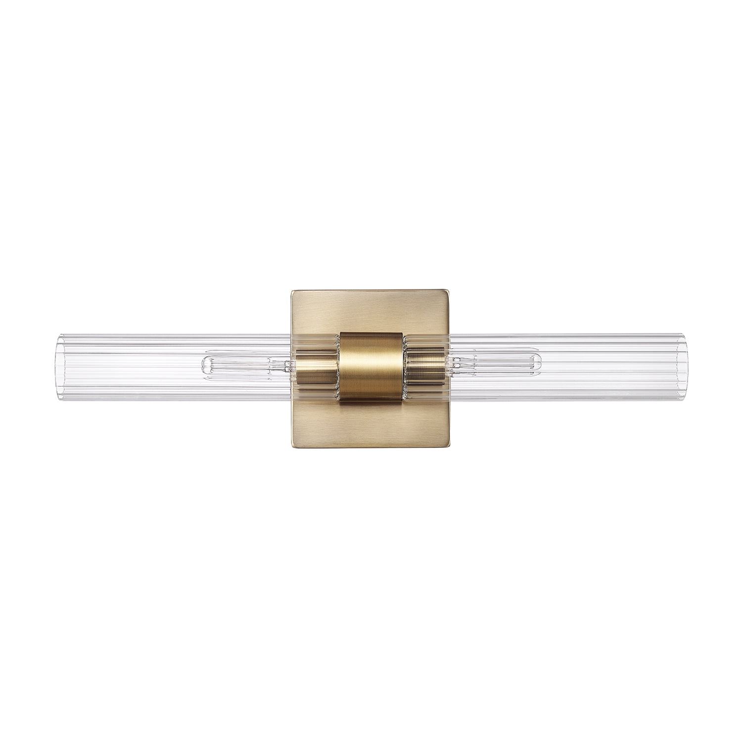 Globe Electric Soft Glam Style 18" 2-Light LED Matte Brass Ribbed Glass Vanity Light, No Battery