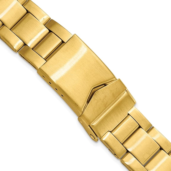 18-20mm Gold-tone Oyster-Style w/Deploy Link Watch Band