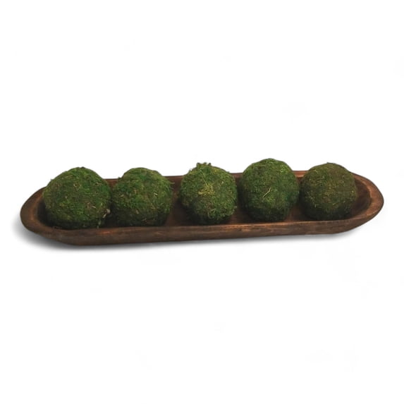 18"-21.5" Baguette Dough Bowl Three Colors, The New Dawn Decorative Wood Bowl, Table Center Piece, Wood Bowl + Moss Balls