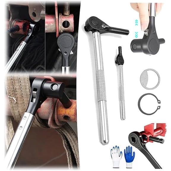 18 & 22-Inch Ratchet Cargo Winch Tensioner Wrench, Heavy-Duty Truck Strap Tool, Reversible Truck Cargo Strap Tightener Tool for Flatbed Trailers, Non-Slip for Flatbed Trailer Tie Down Straps (18IN)