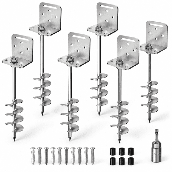 18''/24''/30'' Ground Anchors Screw In Earth Anchor Solid Steel With L Bracket For Trampoline Mobile Home Swing Set Shed Carport T