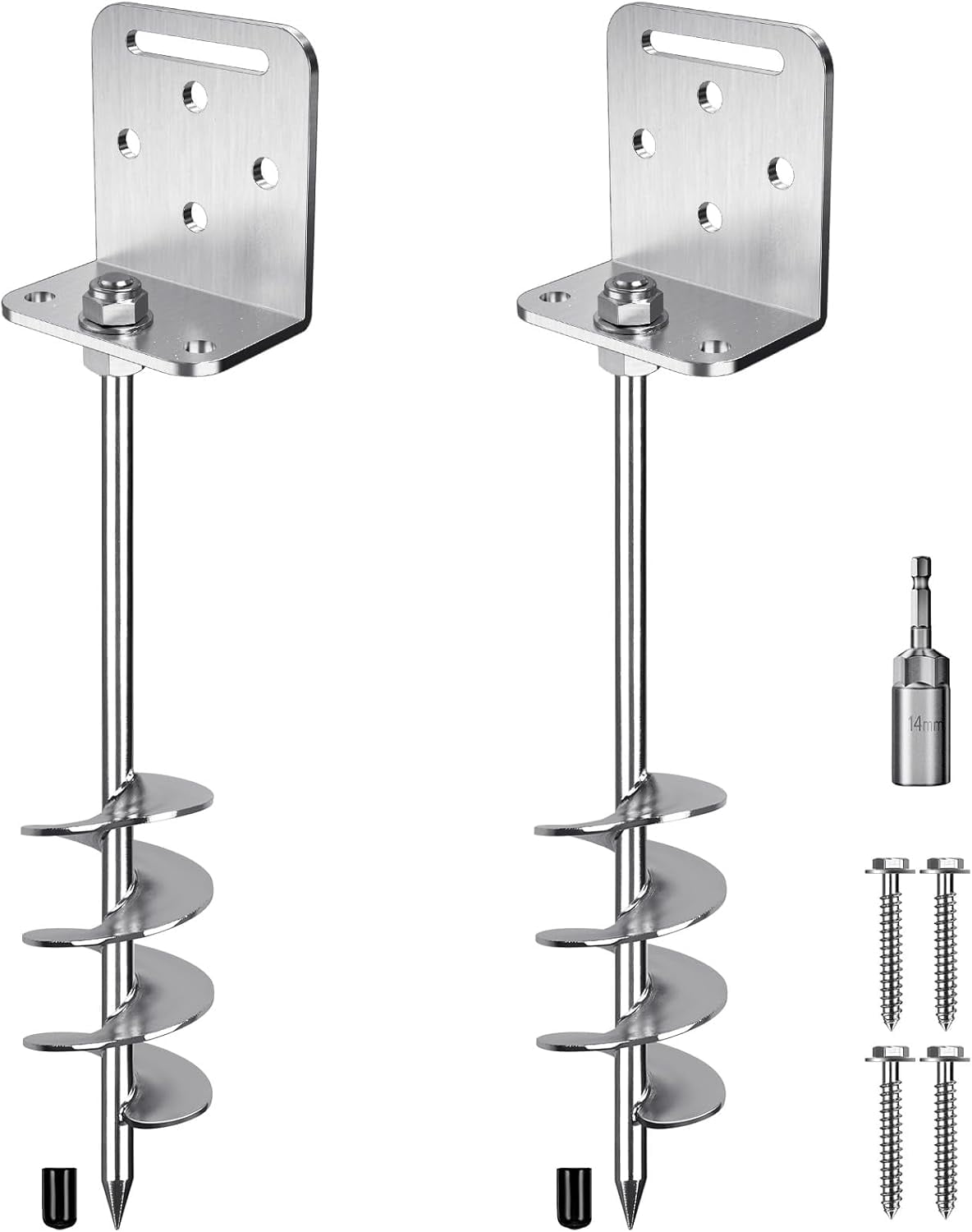 18''/24''/30'' Ground Screw Earth Anchors with L Bracket for Trampoline ...