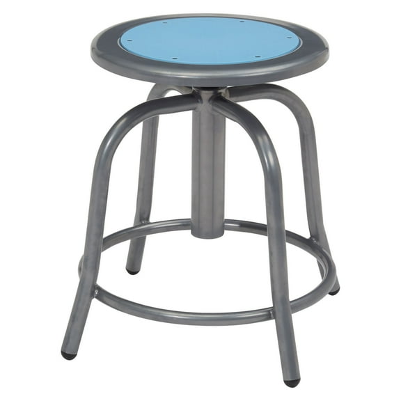 18" - 24" Height Adjustable Swivel Stool, Blueberry Seat and Grey Frame