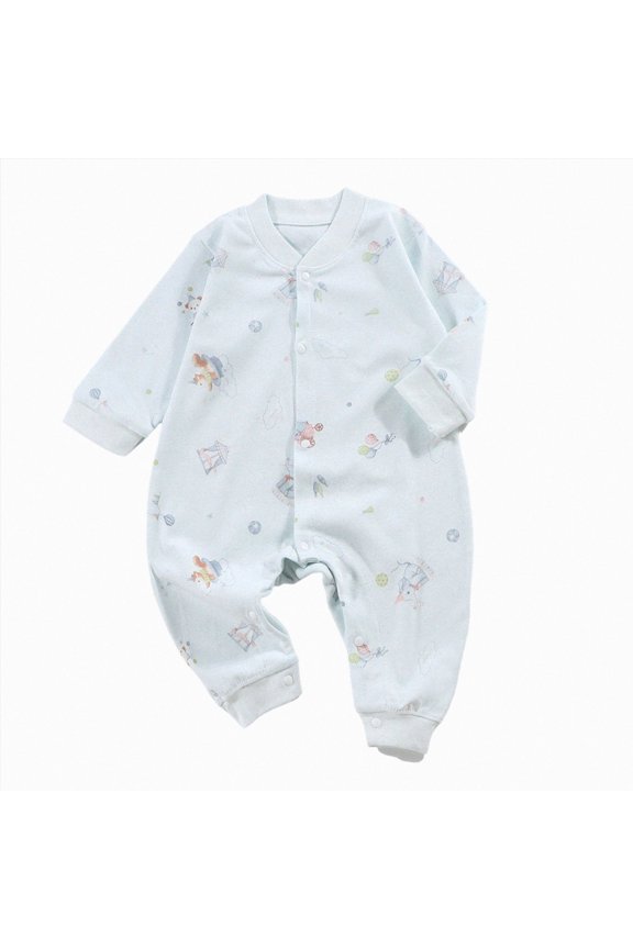 18-24 Infant Jumpsuit Baby And Winter Clothing Baby Crawling Long Sleeve Romper Long Sleeve Newborn Fall Winter Clothes,Light Blue Jumpsuit Sleep & Play One-Piece Bodysuit